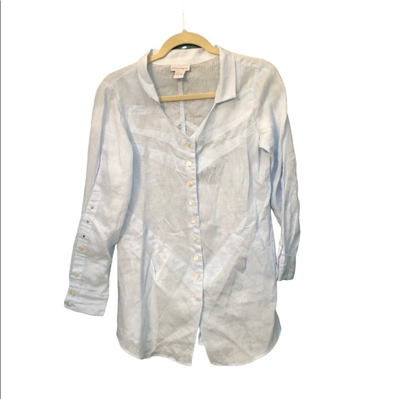 NWOT SOFT SURROUNDINGS LINEN BUTTON DOWN TUNIC - Picture 1 of 5